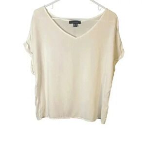 Atmosphere White Dolman Drop Shoulder V Neck Top